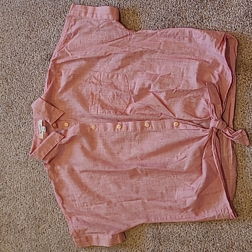 Madewell tied cropped button down